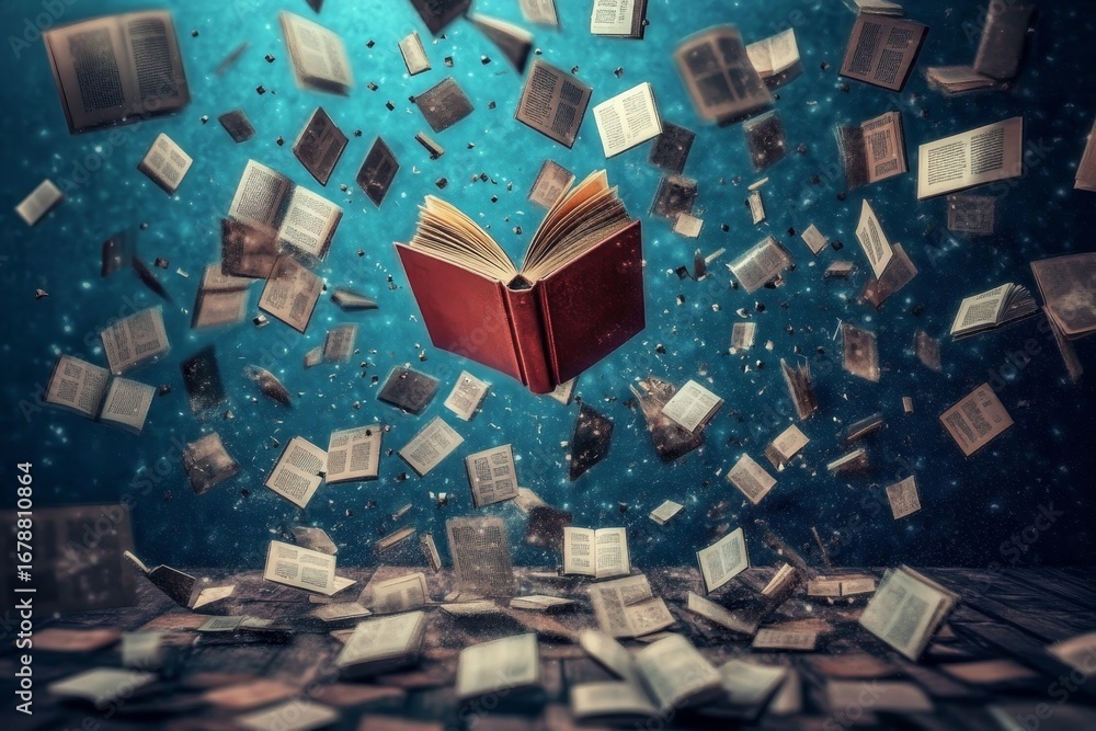 Poster books in motion a burst of pages exploding with knowledge and inspiration for lifelong learning