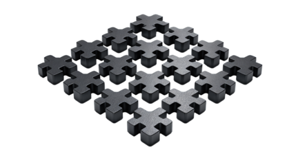 A uniform pack of cross-shaped tile spacers arranged cleanly in rows, isolated on transparent background.
