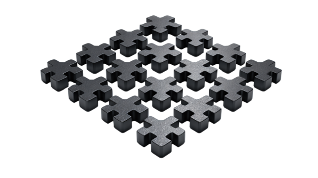 A uniform pack of cross-shaped tile spacers arranged cleanly in rows, isolated on transparent background.
