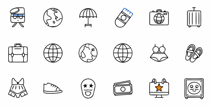 Explore global adventures with diverse travel icons for your next project - Powered by Adobe