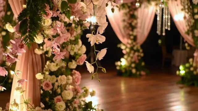 Create a beautiful floral and light-based decoration for your home mandap.