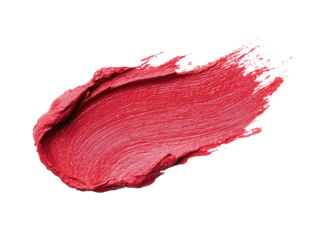 A lipstick smear swatch with a single curved swipe, crisp edges, and creamy texture, isolated on transparent background.
