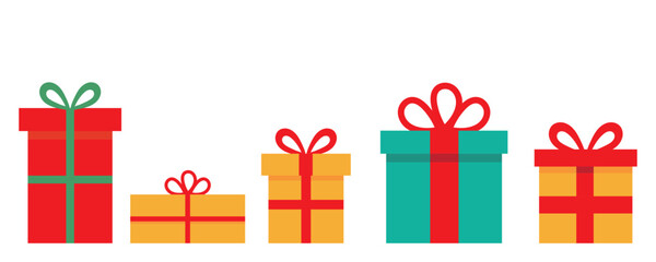 Present icon. Gift box icon set. Flat style. Vector.