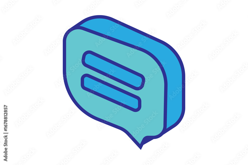 Fototapete this image shows a 3d isometric chat bubble icon. the design is shaped like a speech bubble with rou