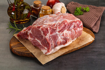 Raw pork neck meat for cooking