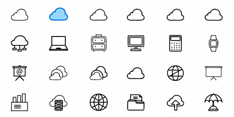 Fototapeta premium Modern cloud technology icons for digital business and data storage solutions