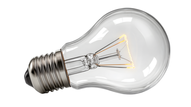 Classic lightbulb radiates bright idea inspiration and innovative thinking for modern design projects now isolated on white background