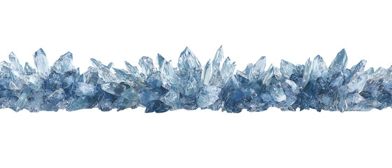 A decorative border of icy shards in jagged form with clear cool highlights, isolated on transparent background.
