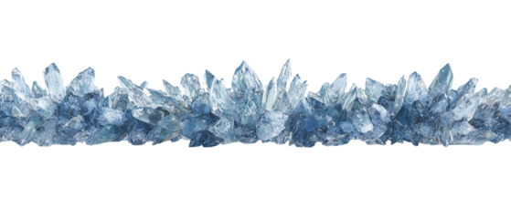 A decorative border of icy shards in jagged form with clear cool highlights, isolated on transparent background.
