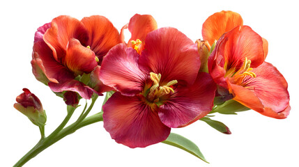 Vibrant red and orange blooms offer summer beauty and cheerful vibes for your creative designs today isolated on white background