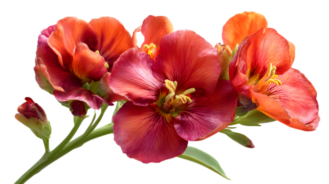 Vibrant red and orange blooms offer summer beauty and cheerful vibes for your creative designs today isolated on white background