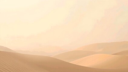 Warm sunset light illuminates vast desert sand dunes under a wide sky