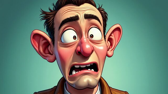 Disgust depicted in a vibrant caricature featuring exaggerated facial expressions and bright colors