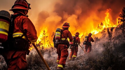 Brave Firefighters Battling Fierce Wildfire to Protect Lives and Properties in Americas Landscape