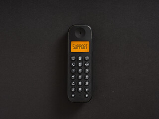 Wireless Phone Showing Support on Display on Black Background