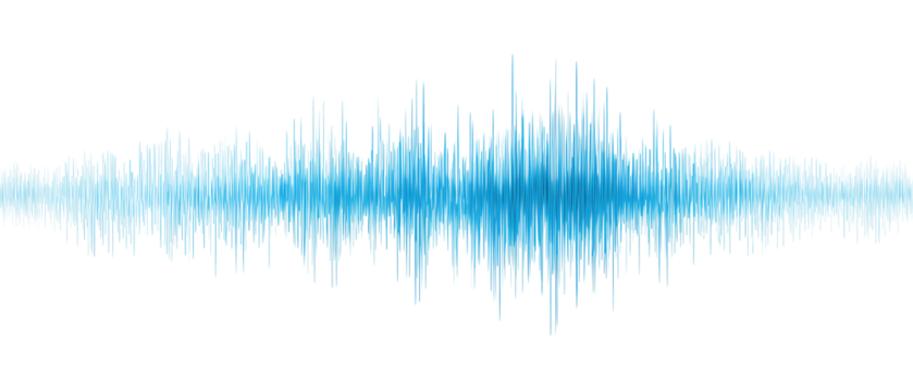 A horizontal audio spectrum ribbon in blue with varying amplitudes, subtle glow falloff, and clean edges, isolated on transparent background.
 - Powered by Adobe