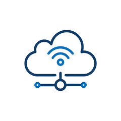 Cloud Computing Network with Wifi Icon on White Background