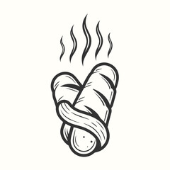 Hotdog Monochrome With Steam Isolated On White Background