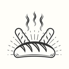 Hot Dog and Bun with Sun Rays on a White Background