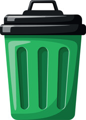 Vibrant green recycling bin with black lid isolated on white for waste management and eco-friendly solutions vector