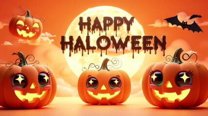 Cute Halloween Wallpaper Spooky Pumpkins & Moon - Powered by Adobe
