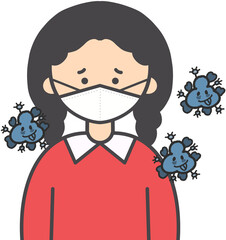 Sick Person Wearing a Mask Illustration