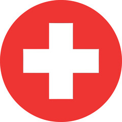 Obraz premium Swiss red cross symbol vector icon clean minimalist healthcare medical emergency aid vector