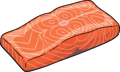 Fresh salmon steak cut healthy omega 3 rich food ingredient seafood vector