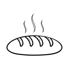Fresh Loaf of Bread with Steam on White Background Outline