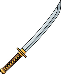 Warrior's katana sword blade sharp steel weapon battle ready samurai warrior icon symbol vector