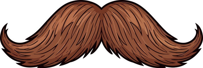 Curly brown movember mustache beard icon graphic element for mens grooming awareness campaigns vector