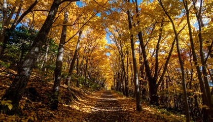 Obraz premium Sunlit golden autumn trail