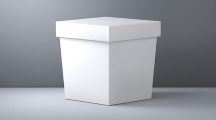 Plain white polygonal cardboard box with a lid, against a simple gray background.