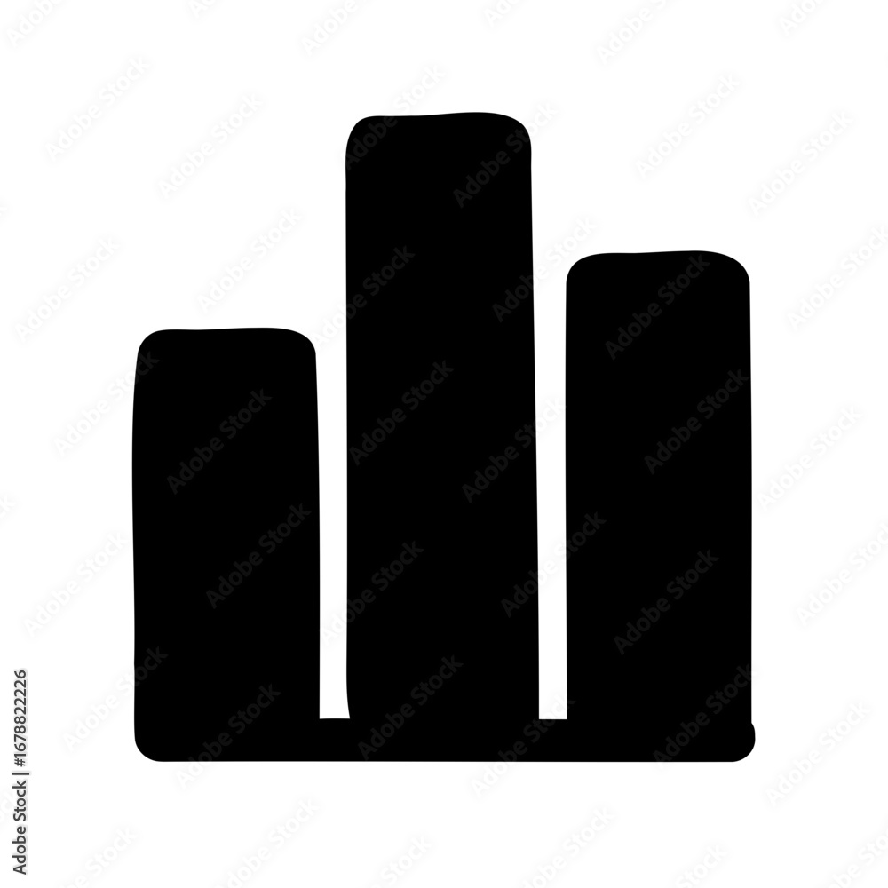 Poster hand drawn abstract bar graph depicting data growth or decline analysis