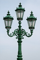 Ornate green street lamp