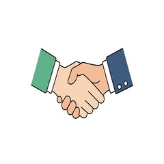 Vector illustration of two businessmen shaking hands, symbolizing a successful partnership agreement