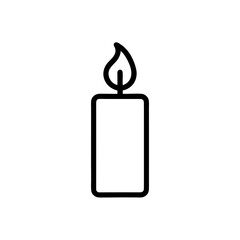 Lit Candle Icon: Simple Black Line Drawing