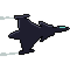 pixel art of military jet plane fly