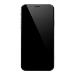 Modern black smartphone displaying blank screen in vertical orientation