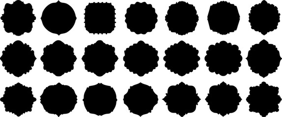 30 Black Ornate Frame Silhouettes:  Vector Design Elements
