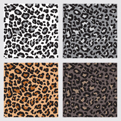 Leopard Seamless Pattern Set. Nature Color. Animal Background. Vector Template For Fabric, Textile, Wallpaper, Wrapping Paper