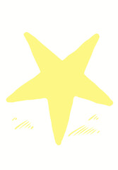 Yellow Starfish Drawing, Beach Star Illustration