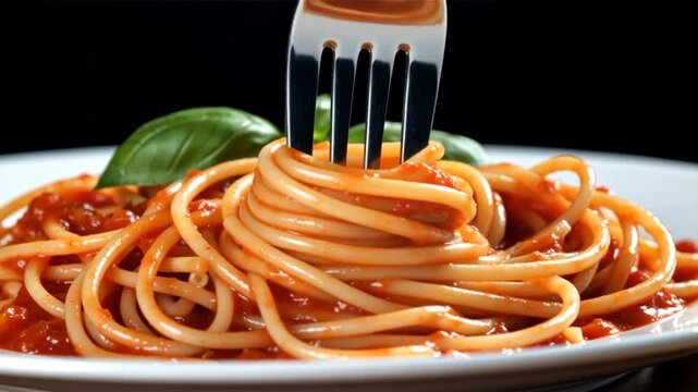 D&eacute;gustation de spaghettis &agrave; la sauce tomate.