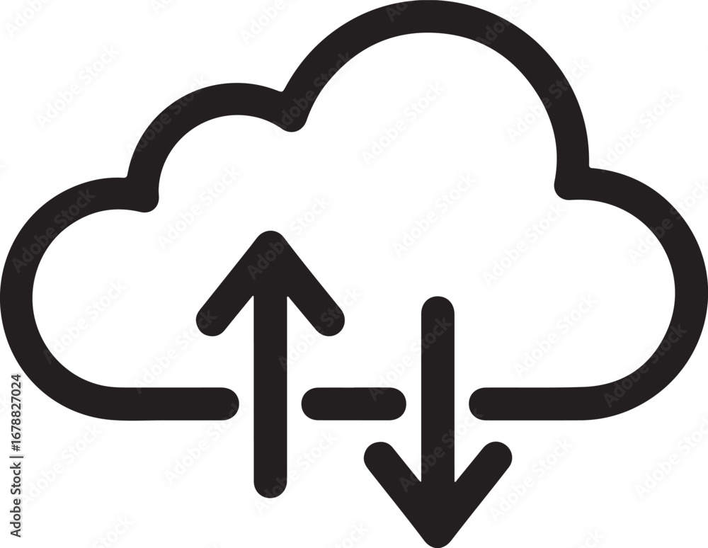 Aufkleber cloud computing icon with upload and download arrows symbolizing data transfer