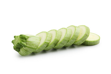 Slices of fresh zucchini isolated on white
