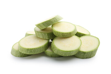 Slices of fresh zucchini isolated on white