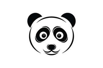 Isolated Cartoon Panda Face Design with Expressive Eyes on White Background