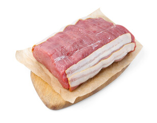 Piece of raw beef meat isolated on white