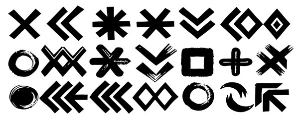 Collection of Black and White Hand-Drawn Symbols and Icons
