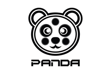 Black and White Panda Mascot Head on White Background